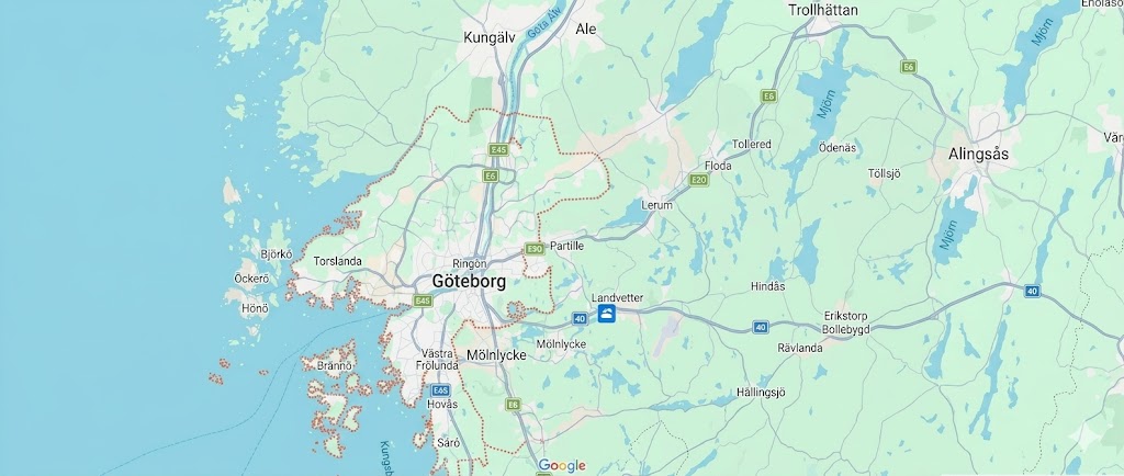 Karta över Göteborg serviceområde